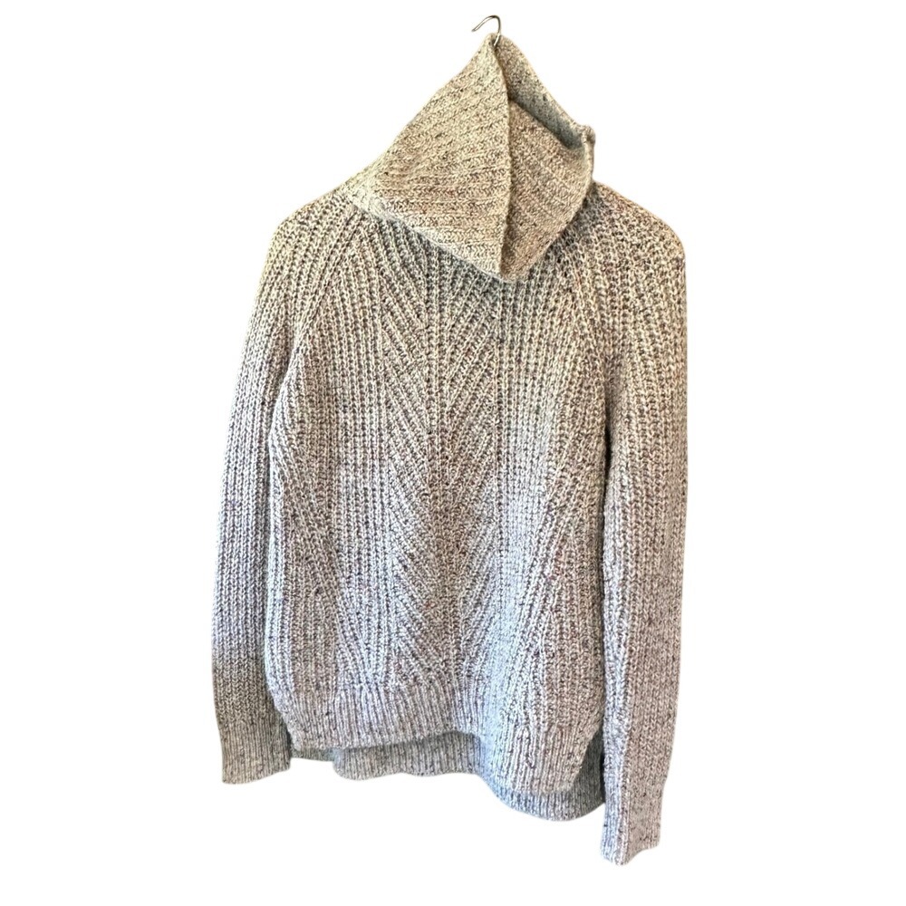 Madewell Donegal Silk Wool Blend Turtleneck‎ Sweater Oatmeal Confetti Fleck XS - Picture 5 of 9